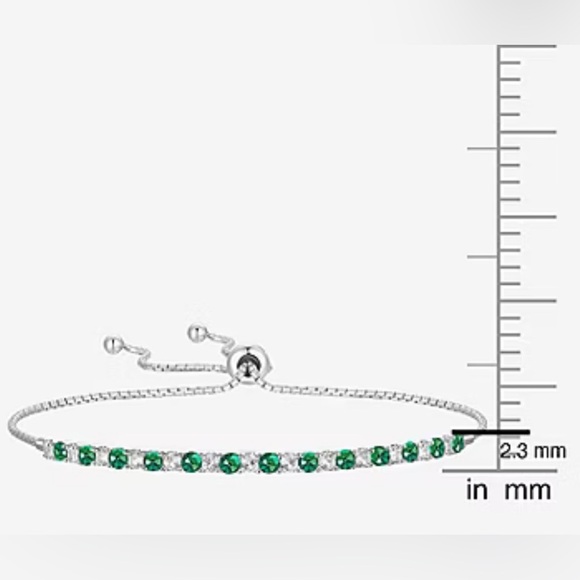 Emerald Gemstone Sterling Silver Bolo Bracelet - Picture 11 of 12